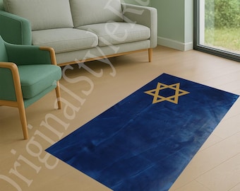 Jewish Prayer Rug,Jewish Gift,Hanukkah Gift,Personalized Jewish Gift,Menorah Prayer Mat,Starof David Rug,Hebrew PrayerMat,Starof David Decor