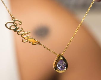 Collana di alessandrite realizzata a mano: argento sterling personalizzato, pietra portafortuna di giugno