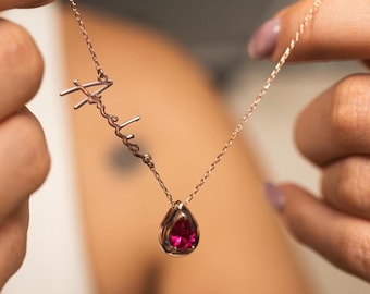 Collana personalizzata con pietra portafortuna di Alessandrite: argento sterling, design minimalista