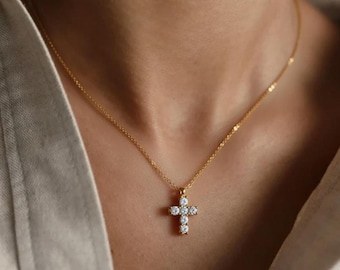Dainty Cross Necklace, Sterling Silver Religious Pendant, Christian Gift