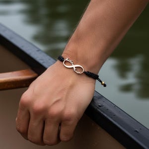 Personalized Infinity Two Name Bracelet, Custom Macrame Cord Bracelet, Couple Gift, Adjustable Jewelry
