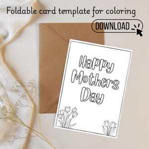 Tarjeta para el Día de la Madre de Mamá (para niños) / Tarjeta para colorear DIY / Regalo instantáneo para Mamá (para niños)