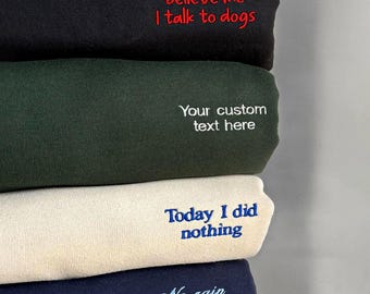 Camiseta com texto personalizado, Roupa personalizada para presente, Moletom com gola redonda bordado personalizado, Moletom com capuz e logotipo personalizado