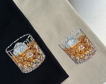 Sweat brodé whisky, sweat à capuche cadeau Bourbon Lover, chemise broderie cocktail, cadeau de bar pour lui, cadeau de Noël pour papa