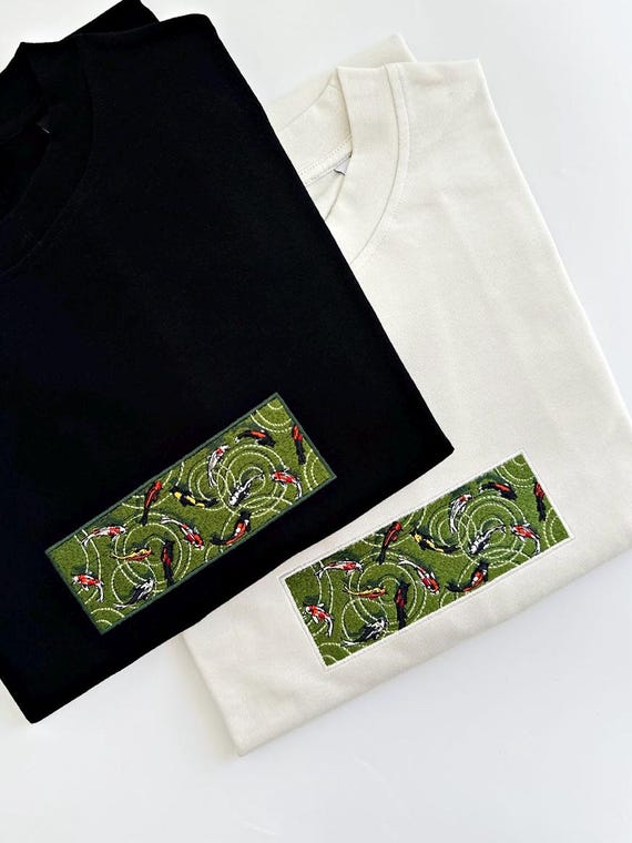 Embroidered Koi Fish Sweatshirt: Japanese Carp, Autumn Nature