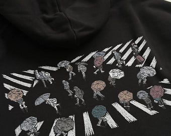 Tokyo Street Embroidered Hoodie, Shibuya Crossing Sweatshirt, Japanese Urban Art Shirt, Fall Aesthetic Gift