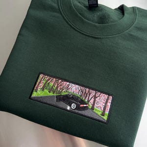 Car under the Cherry Blossom Embroidered Sweatshirt, Sports car Shirt, Japan Street, Car Under Sakura, Japanese Car, Racing Car hoodie
