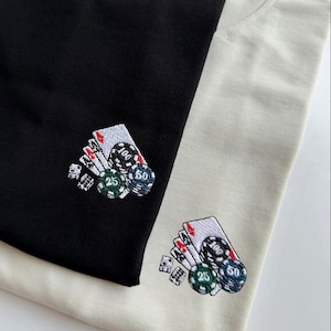 Mini Aces Playing Cards embroidered sweatshirt, Poker Chips sweatshirt, Poker shirt, Poker Hoodie, Poker Player Gifts, Poker gifts for men