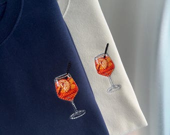 Sweat brodé Aperol Spritz - Sweat à capuche d'été italien, chemise pour amateur de cocktail, cadeau apéritif pour elle, t-shirt brodé Spritz