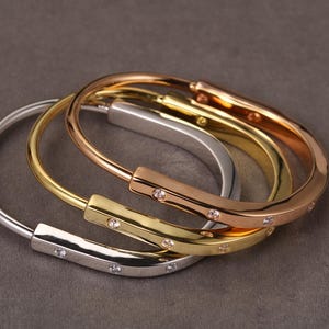 U Lock Braclet-U Shape Gemstone Bangle - Gold, Rose Gold & Silver - Modern Jewelry for Women