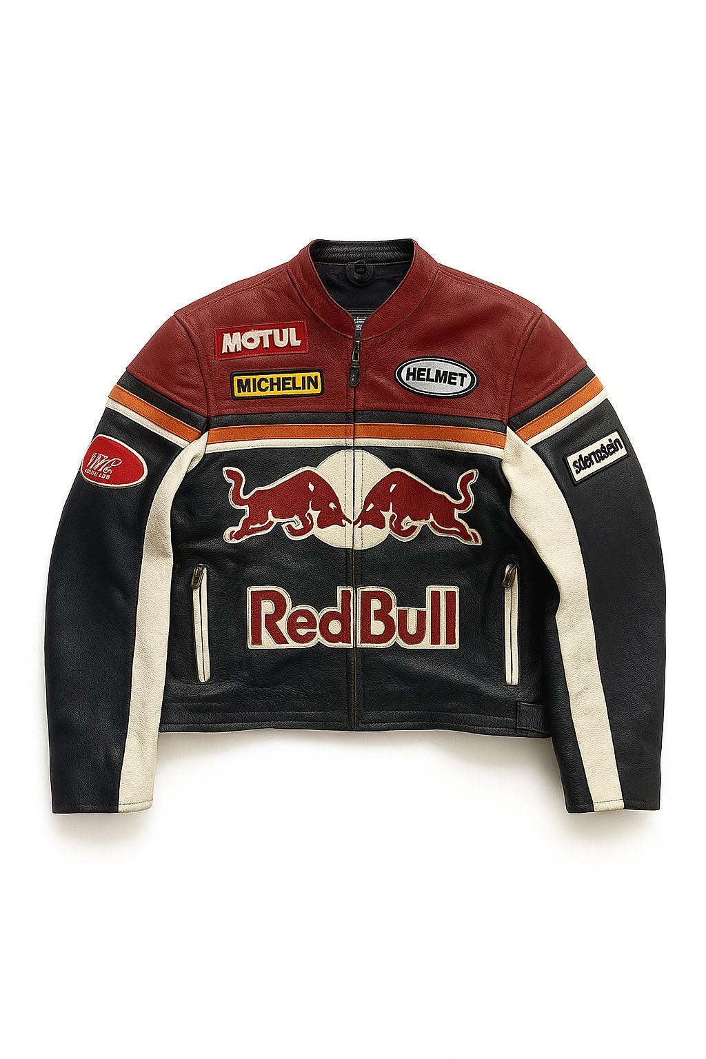 激レア！ レッドブル ライダースジャケット レーシングジャケット 本革 刺繍 Red bull leather racing jacket - Etsy 日本