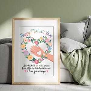 Mother’s Day Handprint Flower Craft for Kids, DIY Toddler Baby Mom Art Printable, Grandma Gift, Preschool Mother&#39;s Day Activity