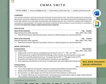 ATS Friendly Resume and Cover Letter Templates Word & Google Docs + TIPS | Harvard Style, Minimalistic Resume
