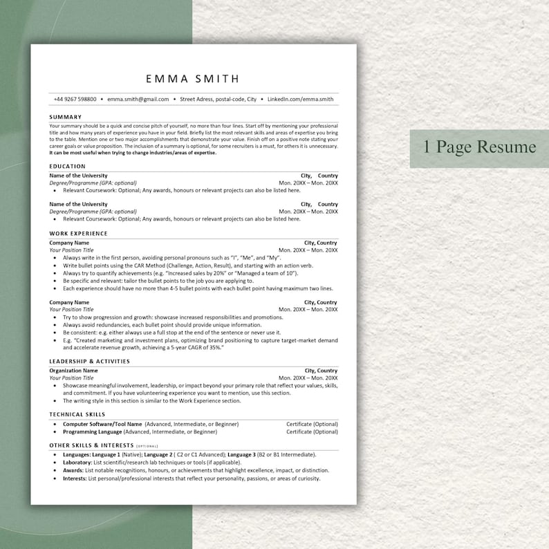 ATS Friendly Resume and Cover Letter Templates Word & Google Docs ...