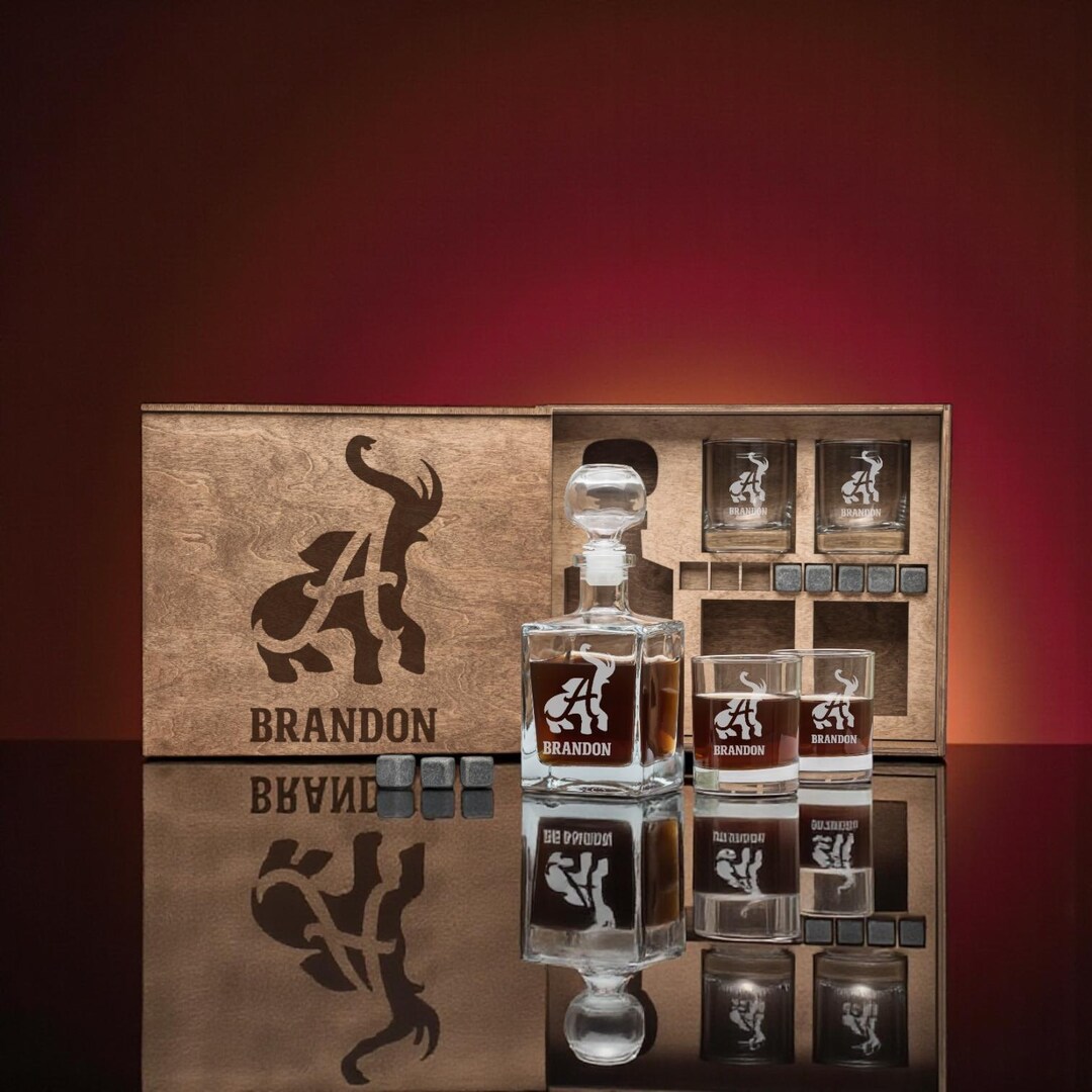 Alabama Football Whiskey Decanter Set With Glasses in Personalized ...
