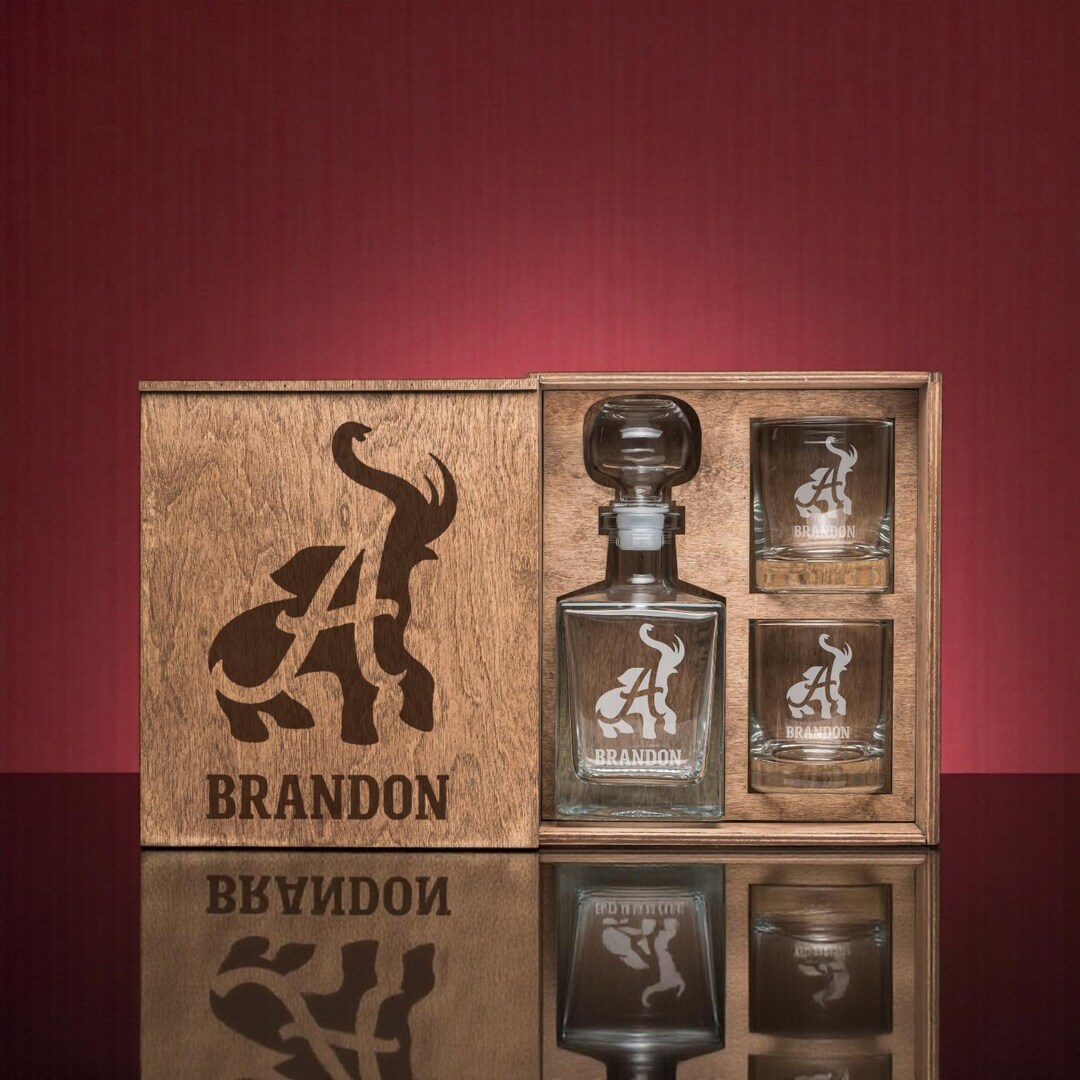 Alabama Football Fan Whiskey Gift With Etched Decanter and Engraved ...