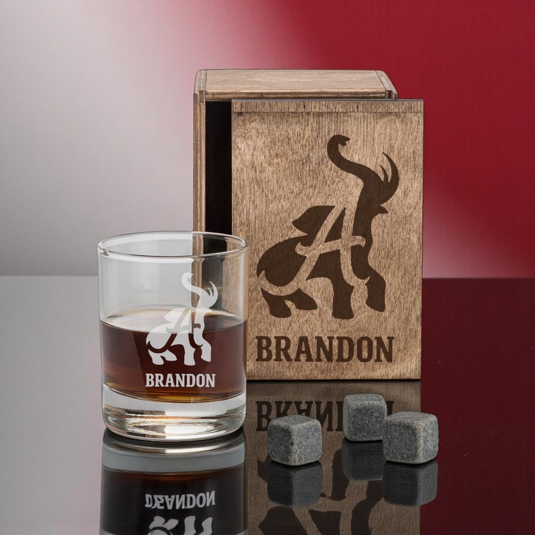 Alabama Football Whiskey Decanter Set, Personalized Wooden Gift Box - Etsy