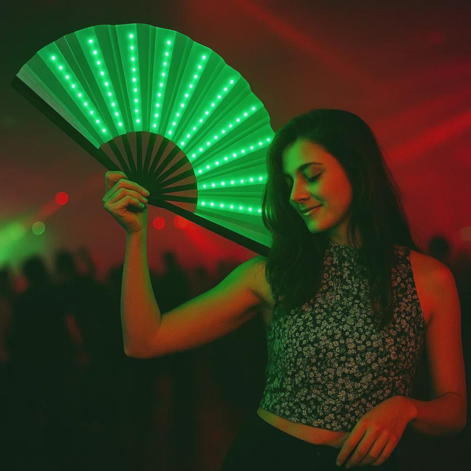 LED Folding Fan - Party Rave Gift Ideas, Festival Accessory, One Size ...