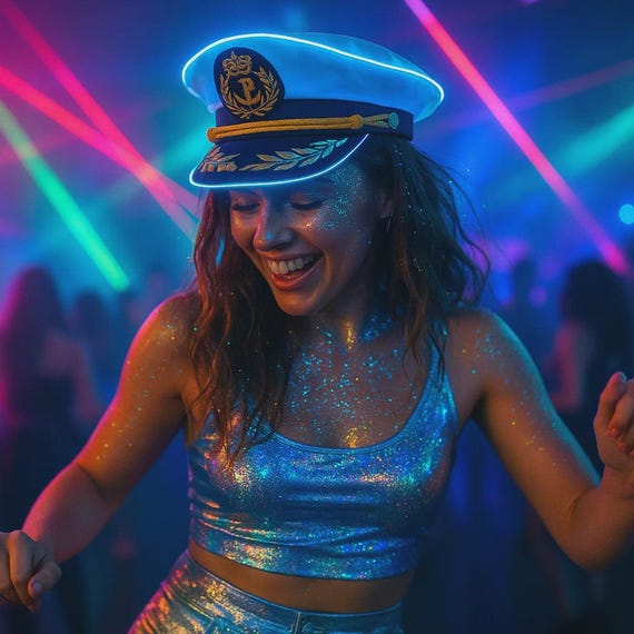 LED Captain Hat Glowing Light up - Festival Accessory, Party  display picture 3