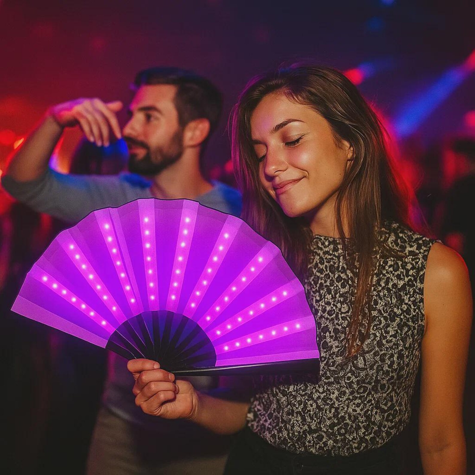 LED Folding Fan - Party Rave Gift Ideas, Festival Accessory, One Size ...