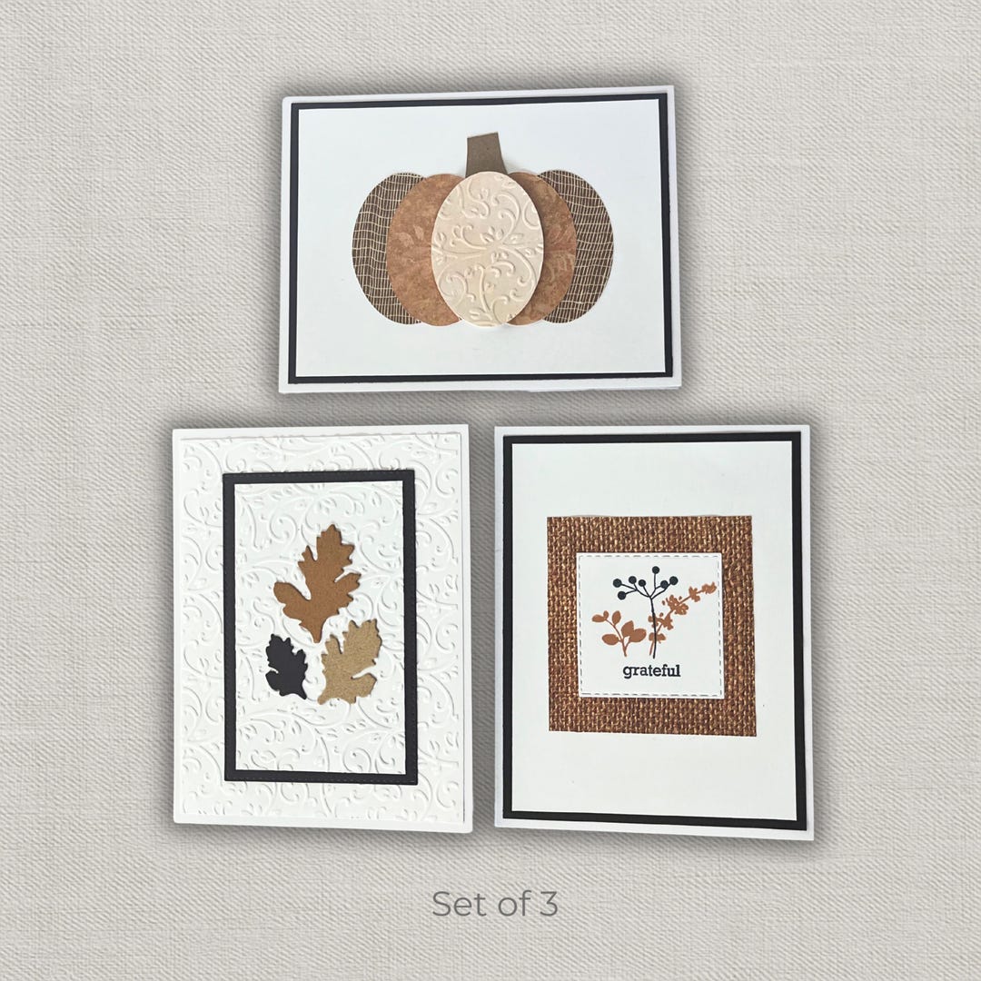 Handmade Pumpkin Card Set – Fall & Thanksgiving Greeting Cards – Blank ...
