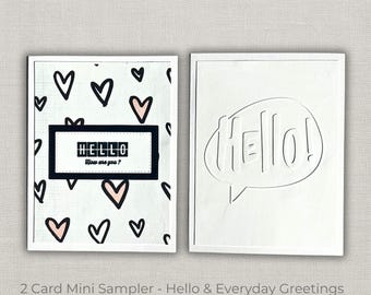 Pack of 5 Very Cute Handmade "hello" Cards With Button and Flower ...