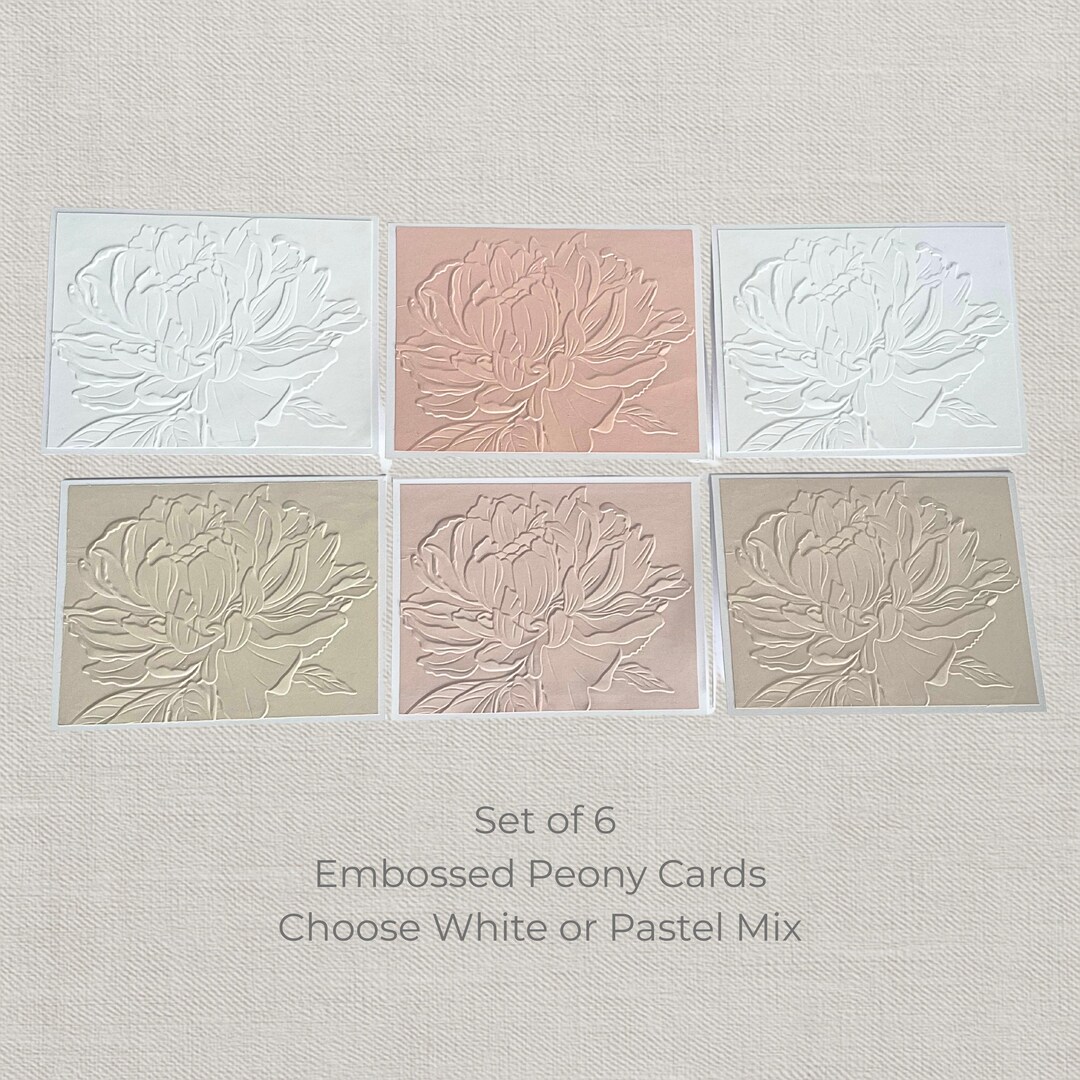 Handmade Embossed Peony Note Cards: Floral Stationery Set - Pastel or ...