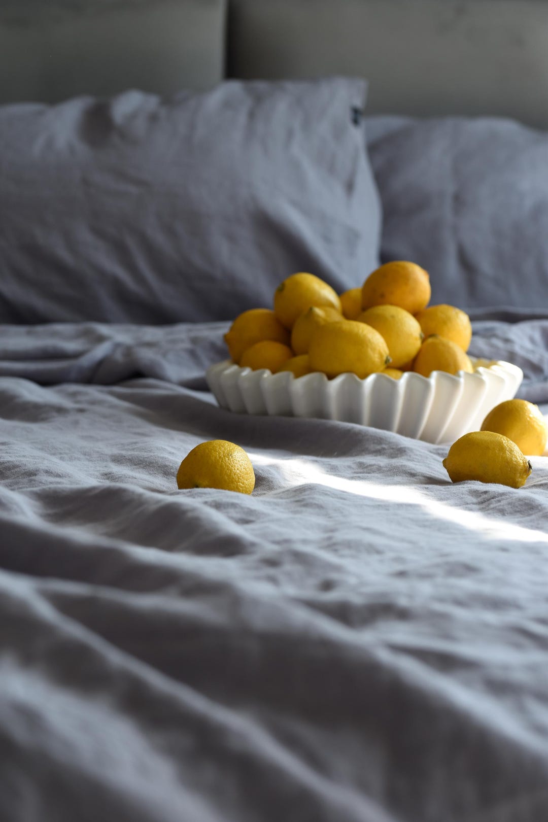 Dusk Gray Linen Bedding Set: European Flax Duvet Cover & Pillowcases - Etsy
