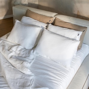 White Linen Bedding Set: European Flax Duvet Cover & Pillowcases