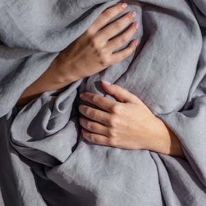 Dusk Gray Linen Bedding Set: European Flax Duvet Cover & Pillowcases