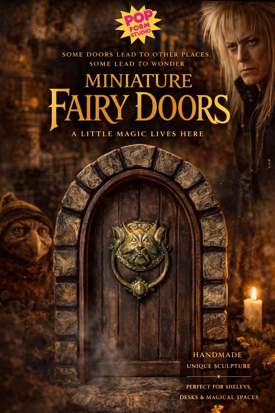 Miniature Labyrinth Door | Hand Painted Goblin Kingdom Decor, Stone ...