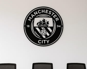Arte mural del Manchester City / Letrero metálico del club de fútbol / Hecho a mano (T26)