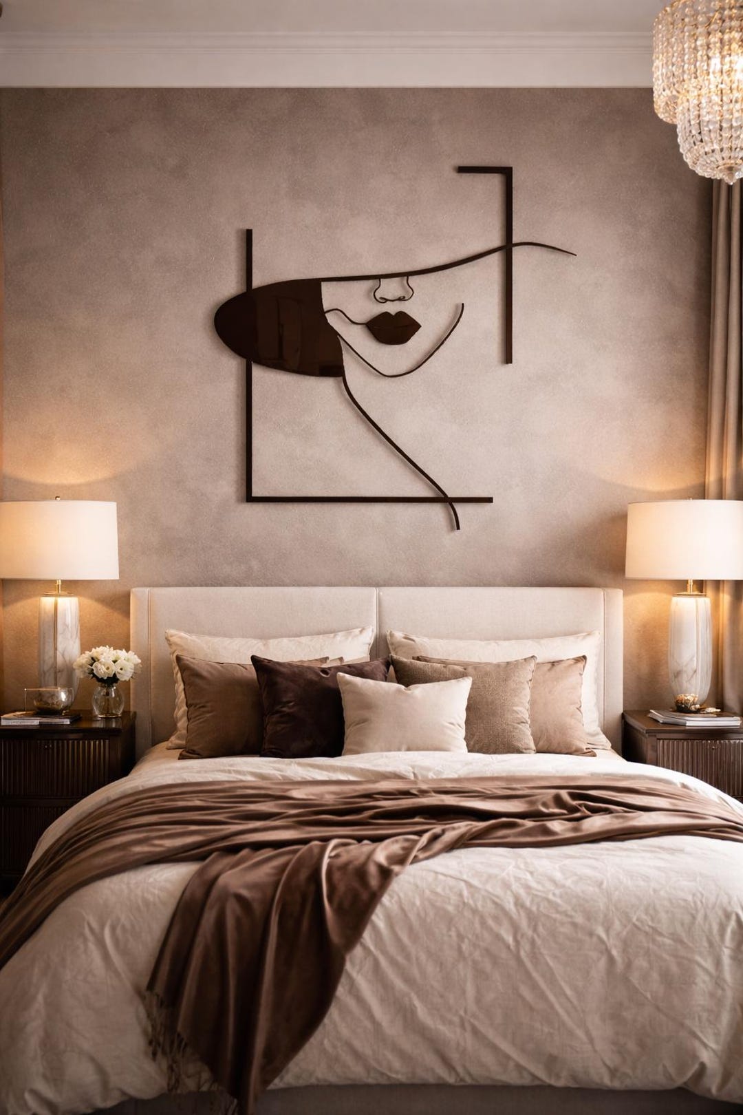 Gallery Detail: Metal Wall Art Modern Female Line Art Sculpture For Bedroom