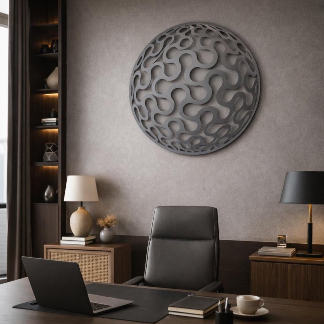 Abstract Round Wall Art, Modern Circular Metal Wall Decor, Minimalist ...