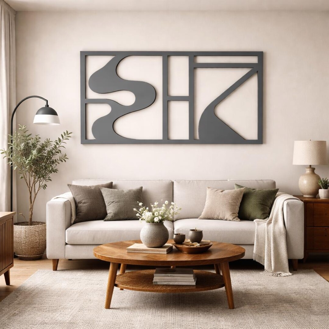 Geometric Metal Wall Art, Large Modern Abstract Wall Decor, Minimalist ...