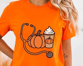 Camiseta de enfermeira de Halloween, camiseta de enfermagem de Halloween, camiseta de outono de enfermeira, enfermeira de Halloween, camiseta de enfermagem, camiseta de Halloween, camiseta de Halloween