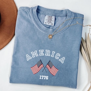 America Shirt, American Flag, 4th Of July Shirt, Fourth Of July, Patriotic USA Gift, Women&#39;s Graphic Tee, Comfort Colors, USA Shirt