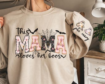 Personalisiertes 'Diese Mama Liebt Her Boos' Halloween Sweatshirt