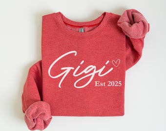 Felpa personalizzata Gigi Est, regalo per la festa della mamma per Gigi, felpa per la nonna, felpa per la nonna, regalo per la nonna, maglietta per la nonna Mimi