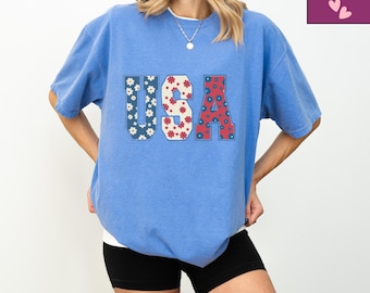 Comfort Colors 4th of July Shirt: USA Flag Graphic Tee