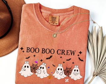 Comfort Colors Halloween Nurse Shirt: Boo Boo Crew Spooky Season