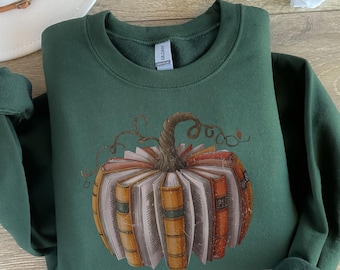 Fall Book Pumpkin Halloween Sweatshirt, Halloween Book Lover Shirt, Fall Bookish Shirt, Pumpkin Book Shirt, Pumpkin Sweater, Fall Shirt