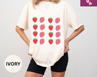 Cute Strawberry Tshirt | Comfort Colors Summer Strawberry Shirt, Cottagecore Berries Tshirt, Strawberry Aesthetic, Botanical Garden Tshirt