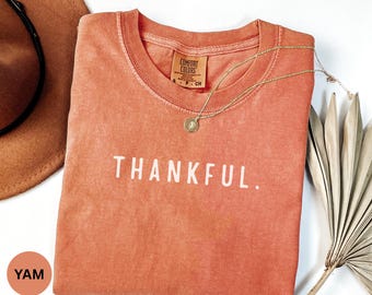 Thankful Comfort Colors Shirt: Retro Fall Thanksgiving Crewneck