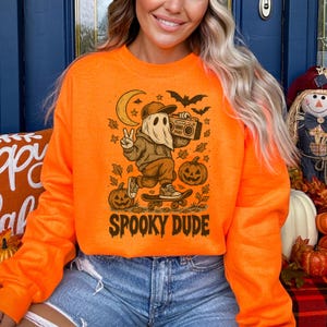 Retro Spooky Dude Ghost Sweatshirt: Halloween Pumpkin Shirt