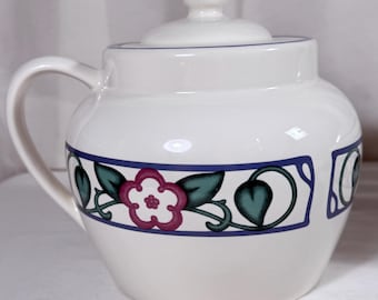 Pfaltzgraff Arbor Vine Bean Pot with Lid Vintage Stoneware Farmhouse Kitchen Decor