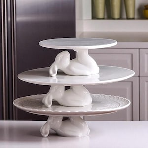 Ceramic Cake Stand - Ceramic Bunny Plate - Ceramic Plate - Ceramic Dinnerware