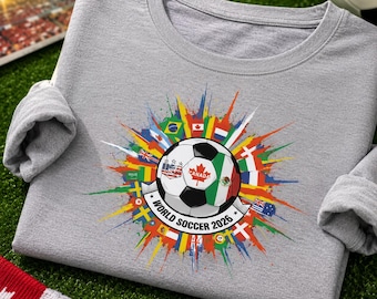 World Soccer Flags Shirt International Football Fan Tee Global Soccer Nations Graphic T Shirt