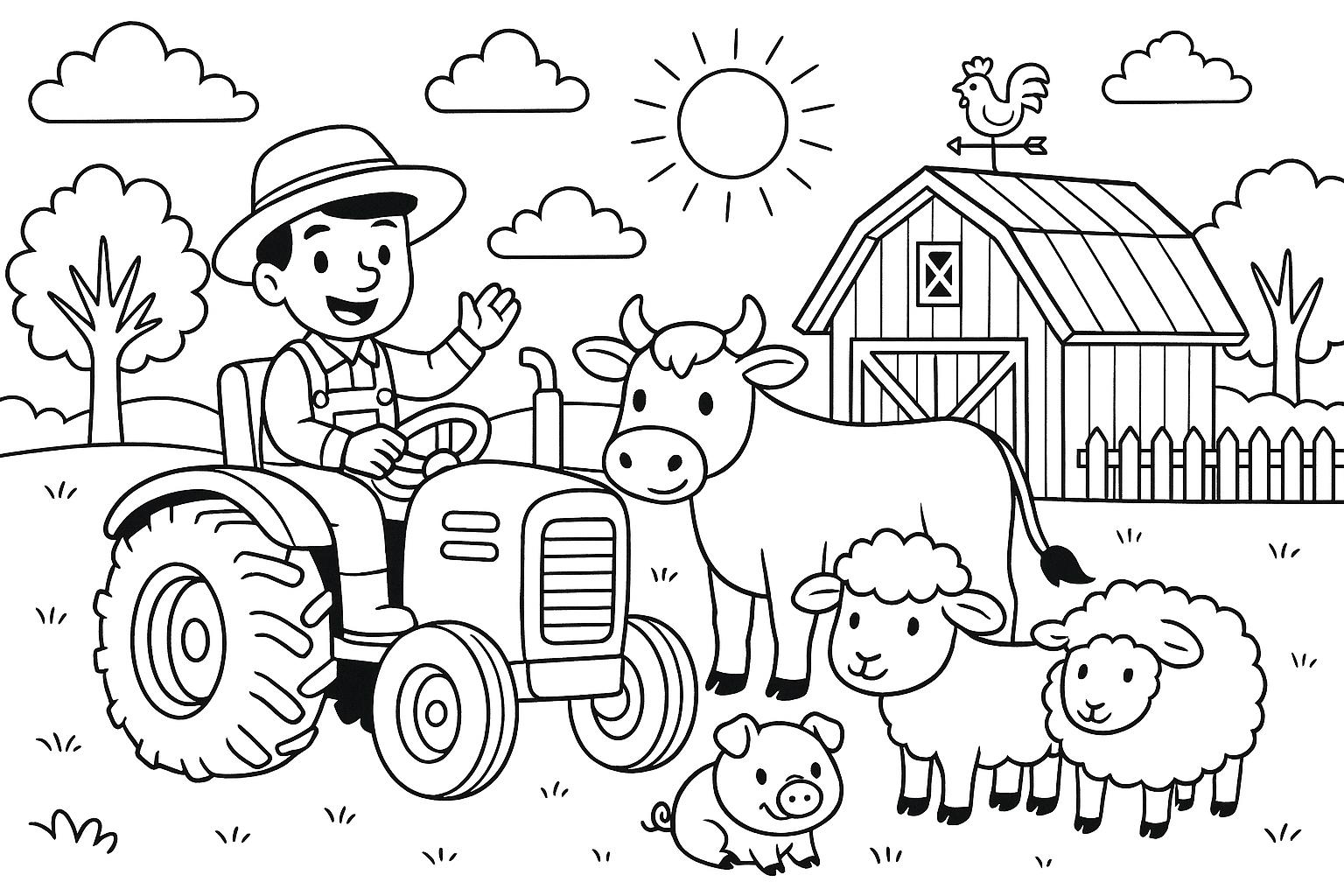 Farm Animal Coloring Pages Bundle | Farm Coloring Pages Set | Cow ...