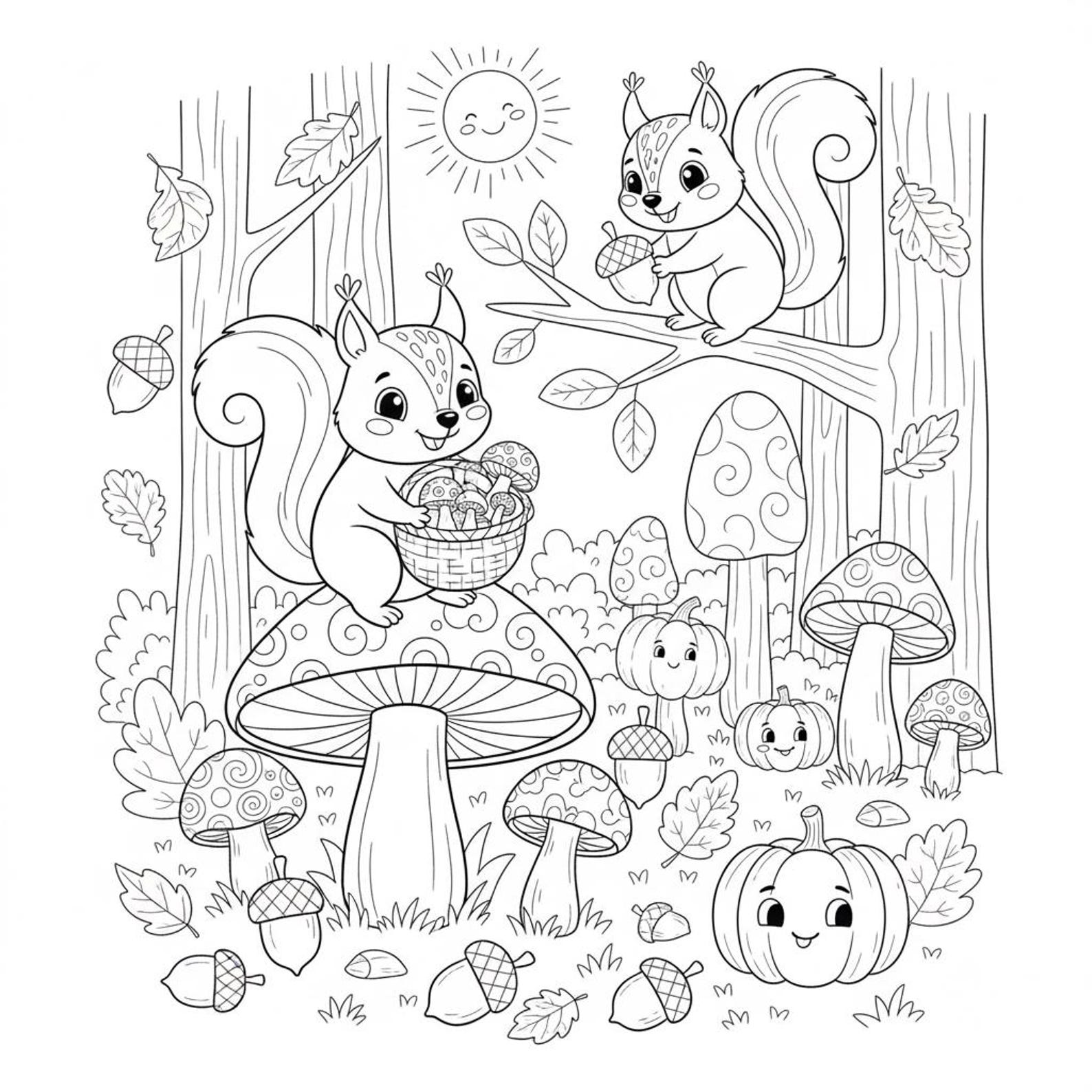 Autumn Coloring Page - Etsy